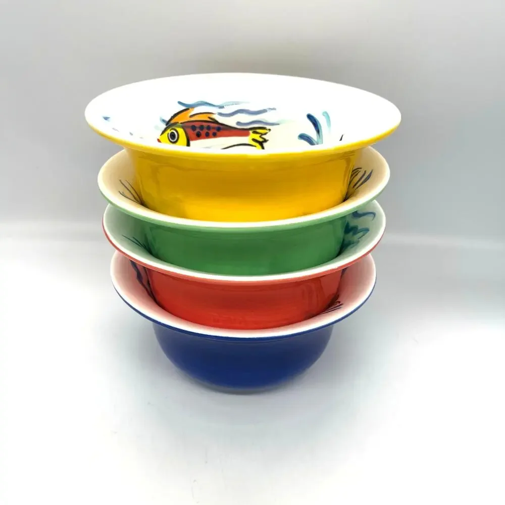 Les Tropiques by Strata Group Set of 4 Cereal Bowls  Hand Painted Tropical Fish